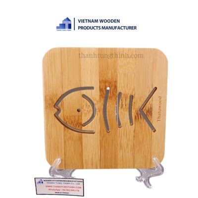 bamboo pot coaster square-shaped
