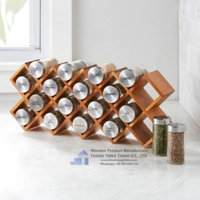 Criss-Cross Wooden Spice Rack