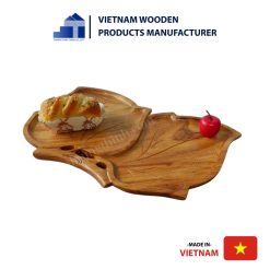 Double-Leaf-Shaped Wooden Tray