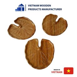 Lotus Leaf-Shaped Wooden Tray