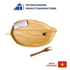 Natural Leaf-Shaped Wooden Tray for Decoration