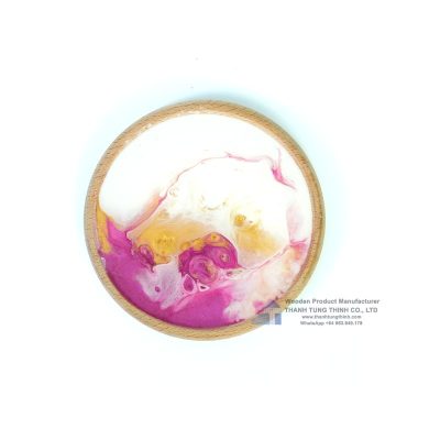 Pink round resin coaster