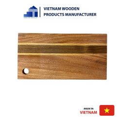 Rectangular Wooden Cutting Board with Brown Wall Hook Cutout