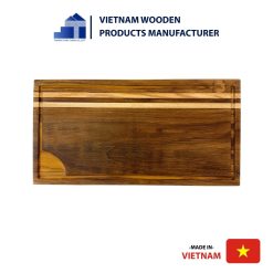 Rectangular Wooden Cutting Board with One Corner Missing