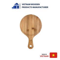 Round Bamboo Wood Tray with Handle