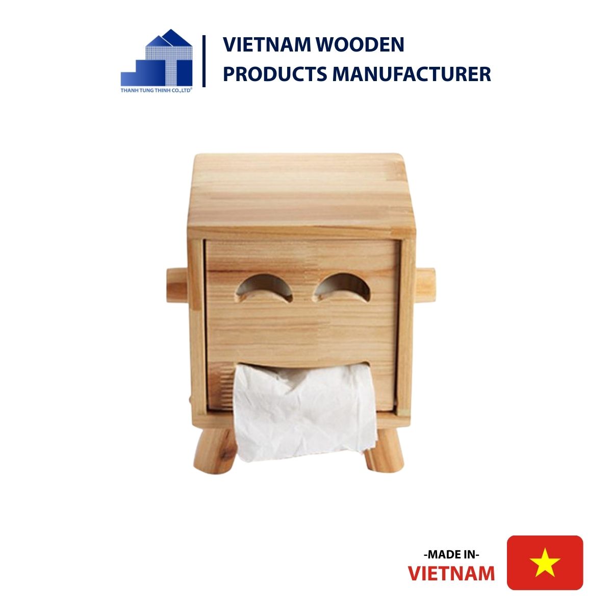 Wooden Paper-Roll Boxes With Smiley-Face Style