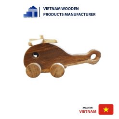 Wooden Toy Helicopter With 4 Wheels