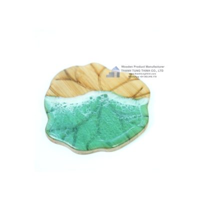 Wooden epoxy coaster unique leaf shape
