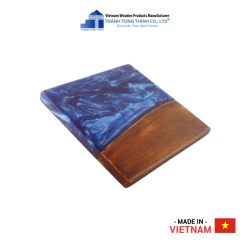 Blue Splash Epoxy Resin Square Wooden Coaster Thanh Tung Thinh | 03