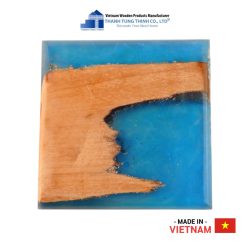Blue Splash Epoxy Resin Square Wooden Coaster Thanh Tung Thinh | 05