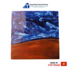 Blue Splash Epoxy Resin Square Wooden Coaster Thanh Tung Thinh | 06