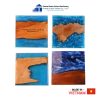 Blue Splash Epoxy Resin Square Wooden Coaster Thanh Tung Thinh