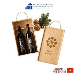 Classic 2 Bottle Wooden Wine Box with Snap-on Lid Design Thanh Tung Thinh