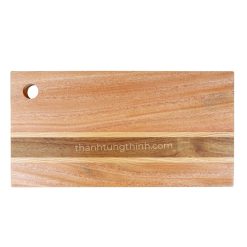 Rectangular Wooden Cutting Board with Brown Wall Hook Cutout