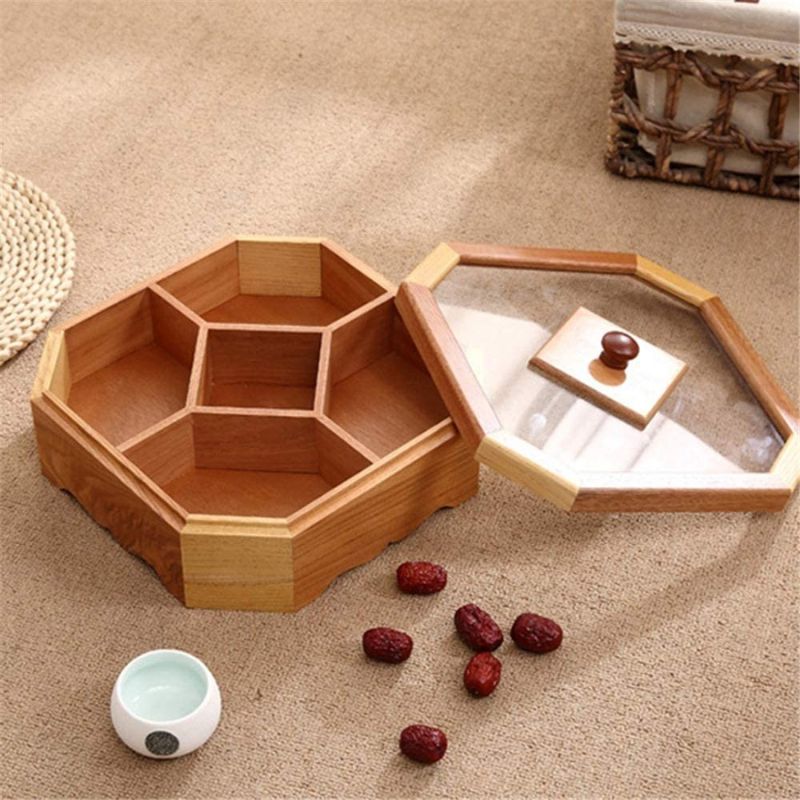 5-Compartments Wooden Candies Box