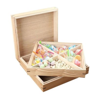 4-Compartments Wooden Candies Box
