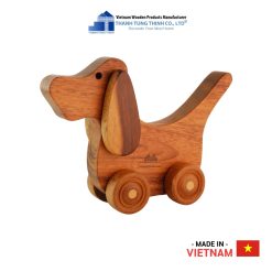 Cute Wooden Dog Toy with Wheels for Kids Thanh Tung Thinh