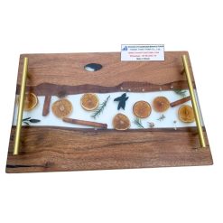 Alternative view of Creative Epoxy Wood Tray with Metal Handles