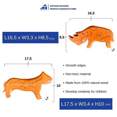 dimensions of wooden animal puzzle toys wholesale