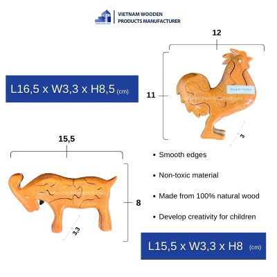 dimensions of wooden animal puzzle toys wholesale