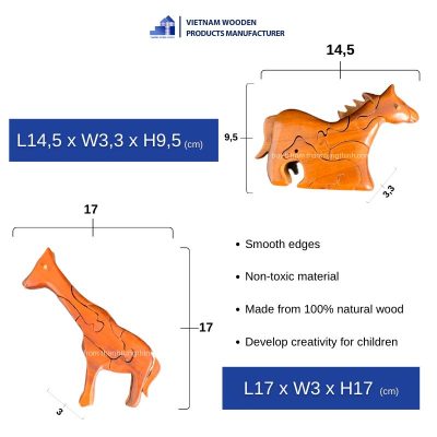 dimensions of wooden animal puzzle toys wholesale