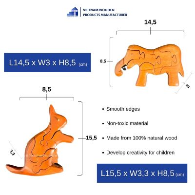 dimensions of wooden animal puzzle toys wholesale