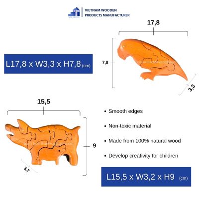 dimensions of wooden animal puzzle toys wholesale