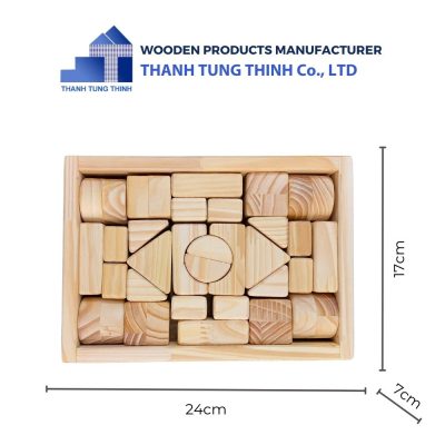 dimensions of wooden geometric block toy set