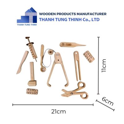 dimensions of wooden toy doctor set