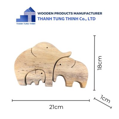dimensions of wooden toy elephant family