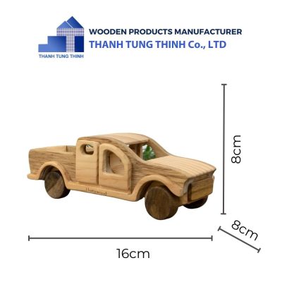 factory dimensions of wooden toy pickup truck, customizable upon request