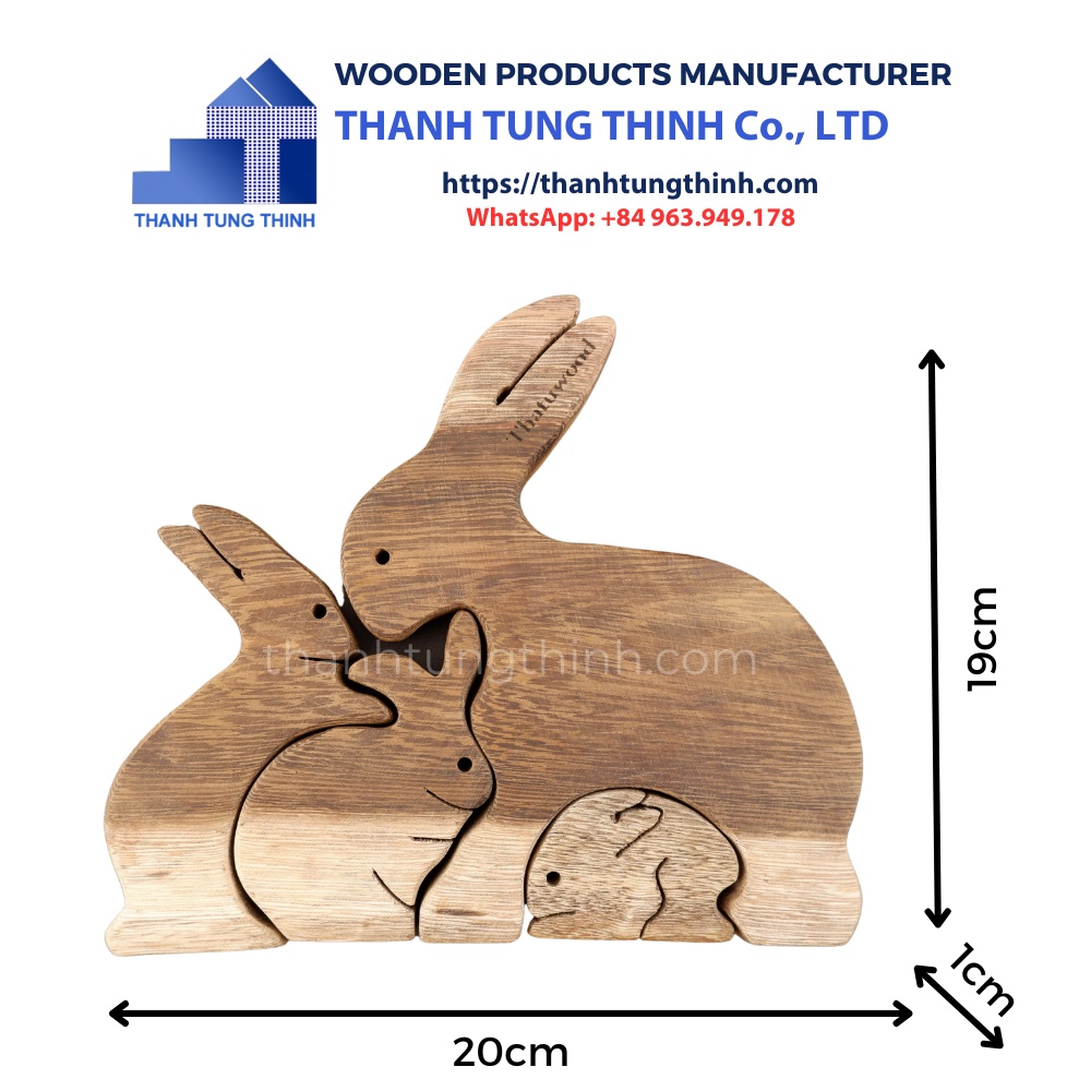 Wooden Toy Rabbit Family - Puzzle Toy Wholesale