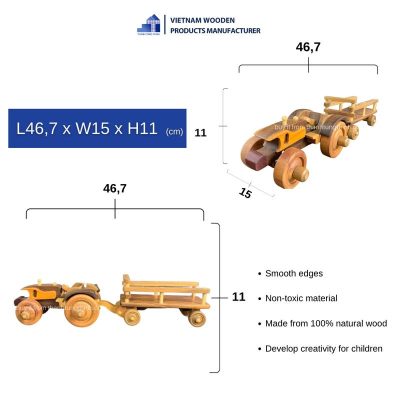 dimensions of wooden tractor and trailer