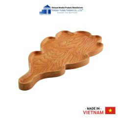 Elongated Leaf Shape Wooden Tray with Handle Thanh Tung Thinh