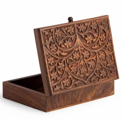 exquisitely carved wooden box