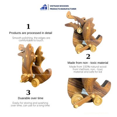 features of wholesale wooden crocodile toy with wheels