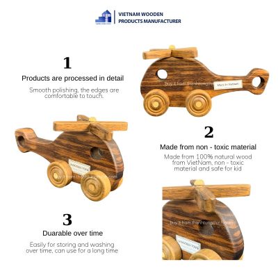 features of our wooden toy small helicopter