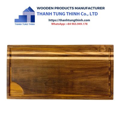 Rectangular Wooden Cutting Board with One Corner Missing