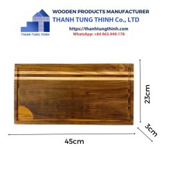 Rectangular Wooden Cutting Board with One Corner Missing
