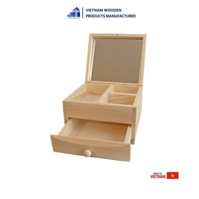 Double-floor wooden jewelry cosmetic box