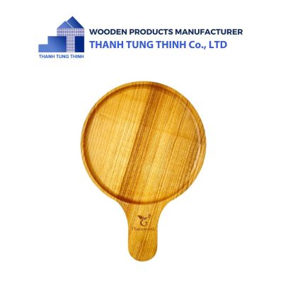 Round Wooden Tray with Handle