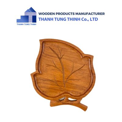 Single Leaf-Shaped Wooden Tray