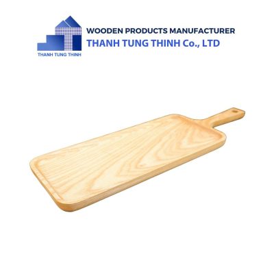 Long Rectangular Wooden Tray with A Handle