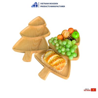 Pine Tree-Shaped Wooden Tray