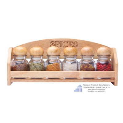 Convenient 3-tier wooden spice rack