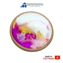 Pink Splash Epoxy Resin Round Wooden Coaster  Thanh Tung Thinh | 01