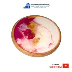Pink Splash Epoxy Resin Round Wooden Coaster  Thanh Tung Thinh | 02