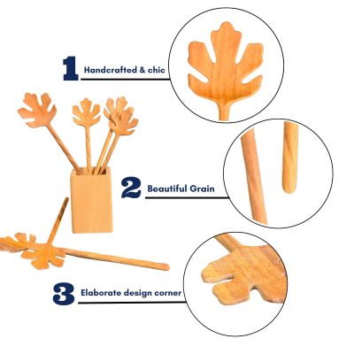 Maple Leaf-Shaped Wooden Spoon