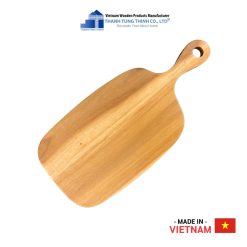 Rounded Edges Wooden Cutting Board with Off-Center Handle Thanh Tung Thinh