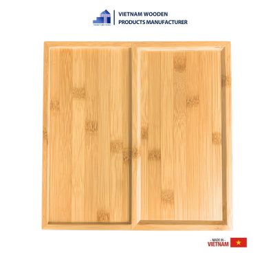 Convenient Two-Compartment Square Wooden Tray